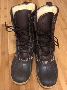 L.L. Bean Brown Shearling-Lined Winter Rain Boots